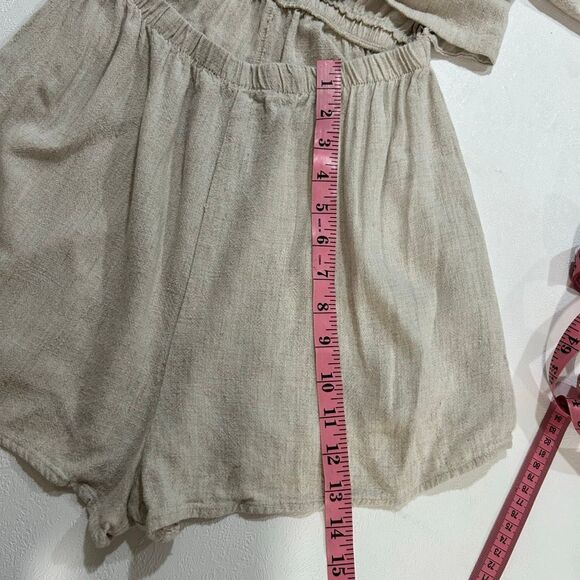 Princess Polly Beige Linen Wrap Romper Size 4 US / AU 8 - Picture 8 of 8